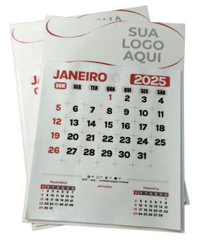 Calendário Folhinha de Parede 2025 com Bloco Duplex 300g 20x29cm    Bloco com 12 meses - Off Set 75g