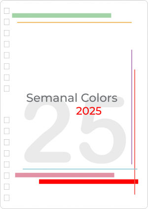 Miolo de Agenda Semanal Colors 2025 Off Set 75g 17x24cm 4x4  Corte Reto 